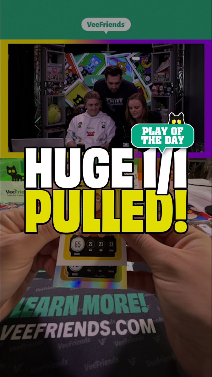 VeeFriendsCards's tweet photo. Todayโs play of the day was a no-brainer! Shout out to SaugyWaffles for the ๐ฅ๐ฅ pull on @fanaticslive during Fridayโs show! ๐ฝ๐ธ#VeeFriendsCards #TCG #AdaptableAlien https://t.co/OxR38peRld