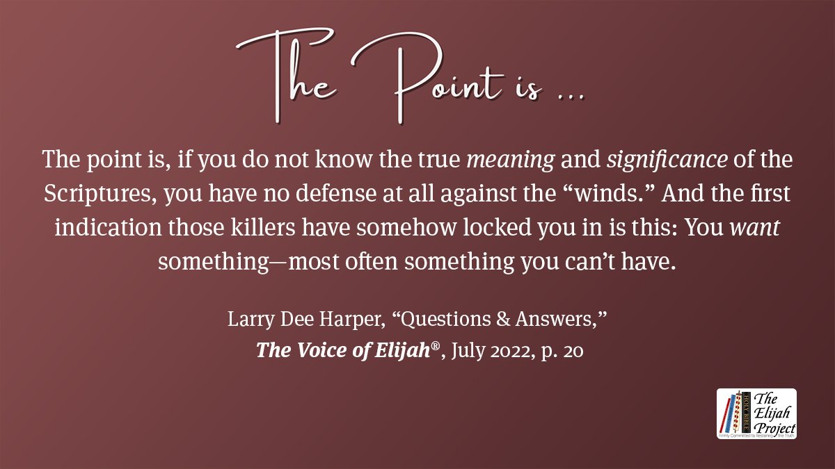 ElijahProject's tweet photo. #LarryDeeHarper #RestoringTheTruth #ThePointIs #TheWinds #TheScriptures https://t.co/KAVXOXwZO8