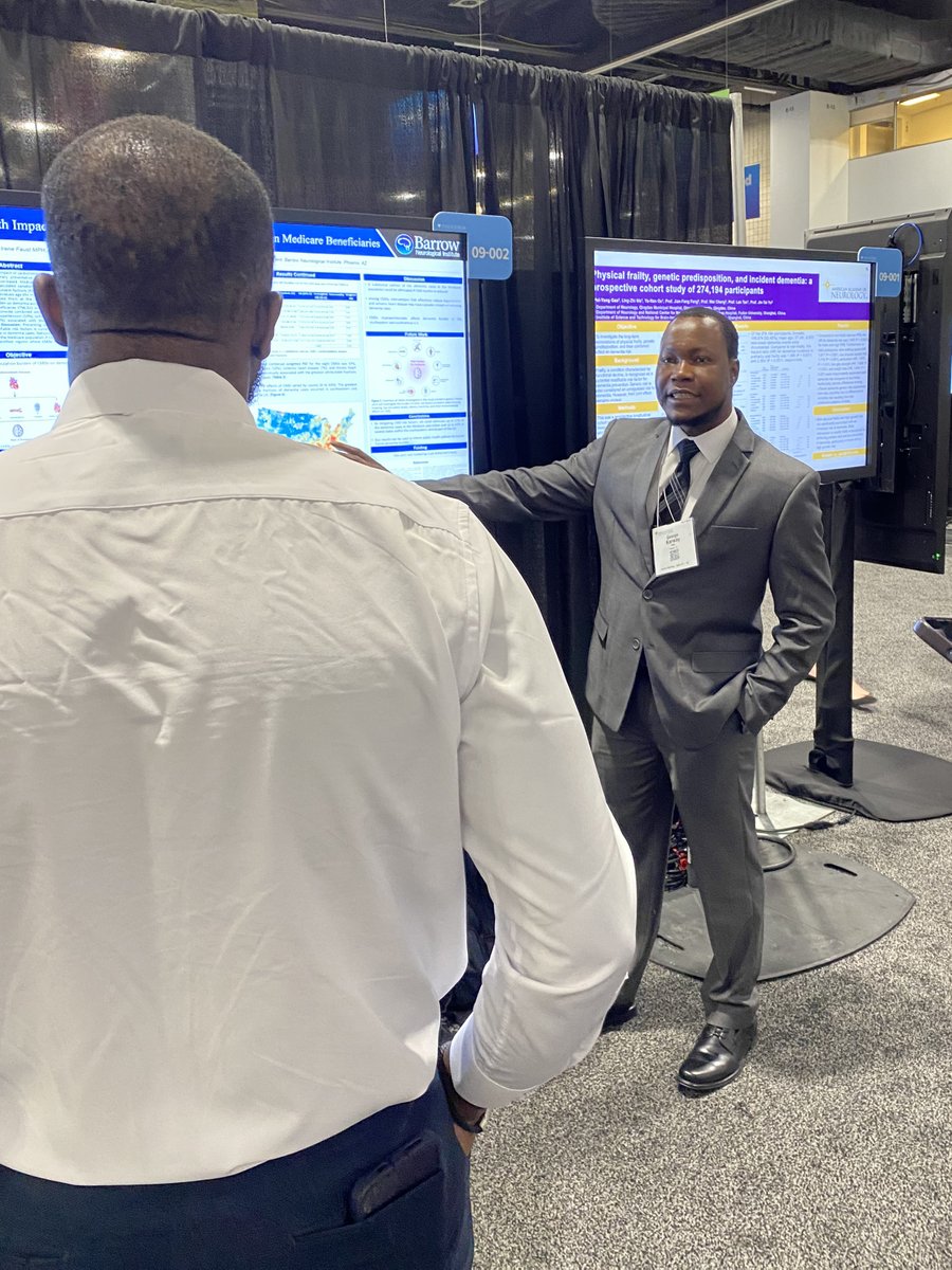 The #Neuroepidemiology Research Program at @BarrowNeuro is proud that Dr. George Karway presented his important research demonstrating the critical importance of cardiometabolic diseases on #Alzheimersdisease risk at the 2024 #AANAM. @AANmember
