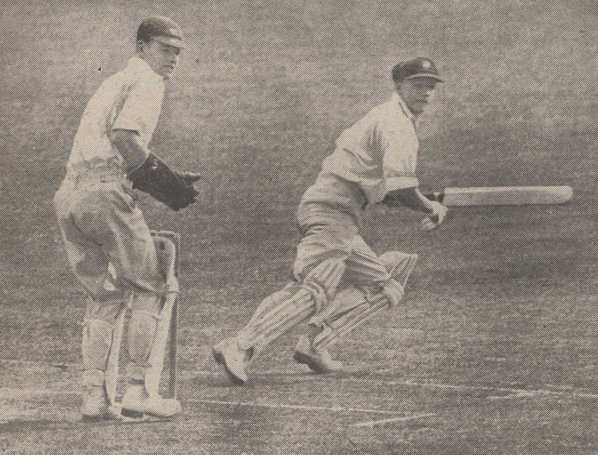 Don Bradman on his way to 236 in his first innings in England, at Worcester on April 30th 1930. In four tour-opening matches at New Road he scored 807 runs at 201.75 - adding 206 in 1934, 258 in 1938 and 107 in 1948