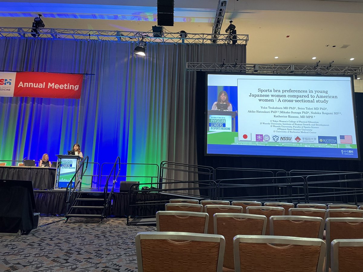 Started off today with @yukaMDPhD presenting our data on comparisons of sports bra preferences between Japanese and American cohorts. Made possible by support for @TheAMSSM global exchange program by @enovismedtech. The study wouldn’t have happened without me going to Japan!