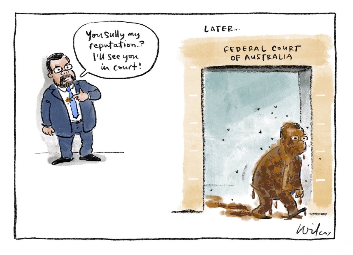 Lehrmann’s reputation. My @smh @theage cartoon.