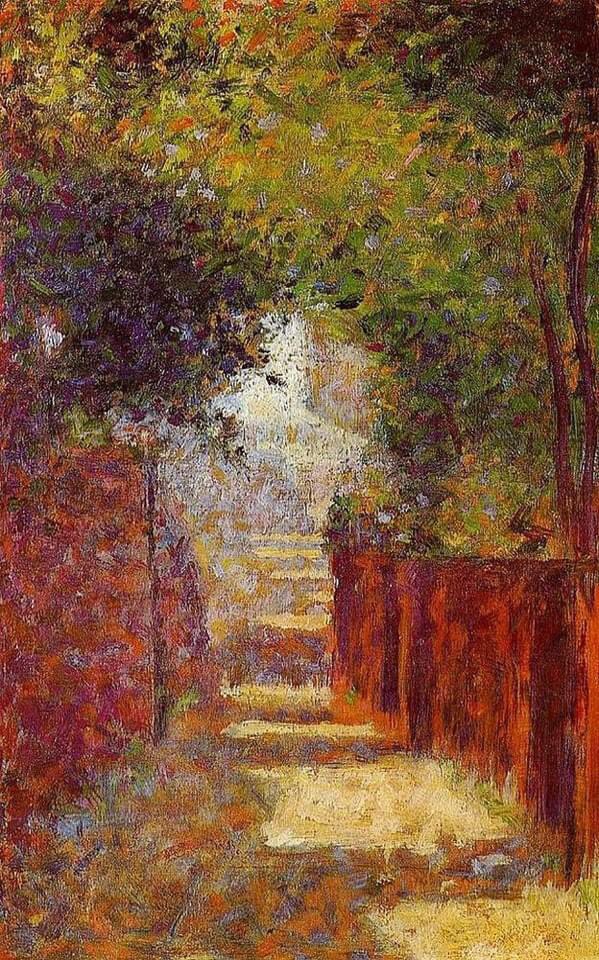 Georges Seurat - Rue Saint-Vincent, Montmartre au Printemps　1883-84　détrempe sur toile　Fitzwilliam Museum, Cambridge, UK