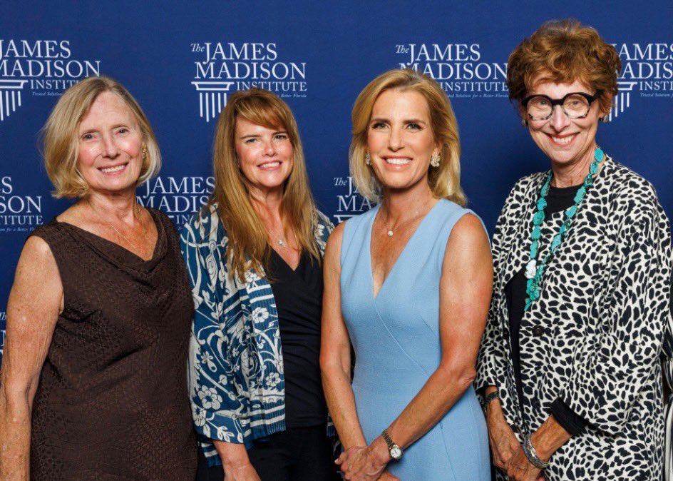 A recent @JMI_UF event in Naples — with Stephanie Lips, a DonorsTrust philanthropic advisor, and — of course — @IngrahamAngle and friends Marlene Mieske and Susan Arellano 📸