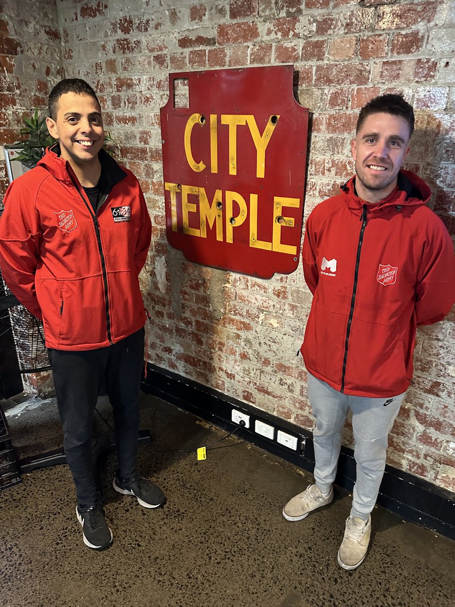 Matthew Daniels and Jesse Burns are heroes of Melbourne. Everyday they serve over 300 FREE MEALS to people who need a helping hand at the @salvos Magpie Nest on Bourke St. If you would like to be a VOLUNTEER email them: info614@salvationarmy.org.au