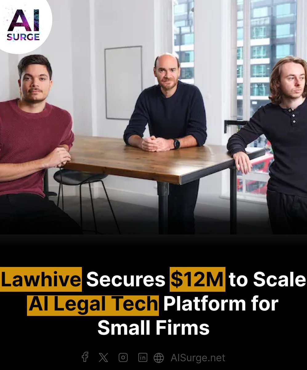 Lawhive secures £9.5M to expand AI legal platform for small firms, filling gap in consumer legal space overlooked by Big Law-focused startups like Harvey and Robin AI.

#Lawhive #AiFunding