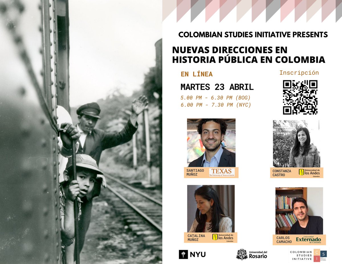 El martes 23 de abril voy a estar conversando con @ConstanzaCBC, @smunozar, @BastienBosa y Carlos Camacho sobre las nuevas aproximaciones a la #historiapublica en Colombia. El evento es virtual y abierto al público. ¡Les esperamos! #publichistory