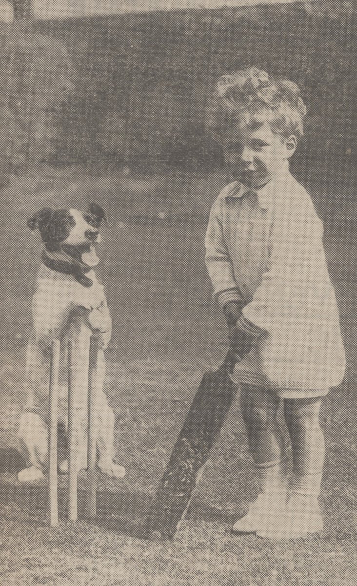 A boy from Leytonstone in Essex with Spot keeping wicket ... this photo appeared in the Daily Mirror on May 1st 1930