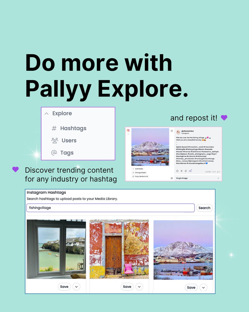 Do more with Pallyy Explore:
- find fresh ideas for your industry
- discover content through hashtags, users, and tags
- save them to your content calendar
- repost content fast and easy

#PallyyExplore #ContentIdeas