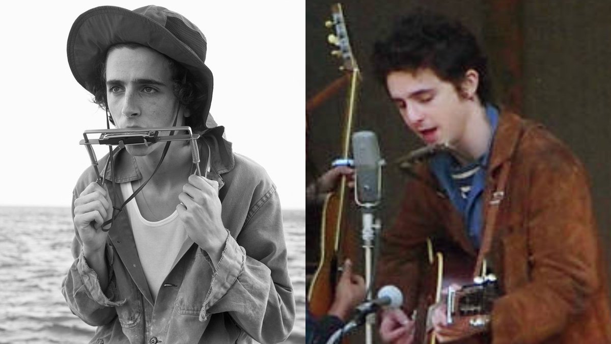#TimothéeChalamet as #BobDylan in biopic #ACompleteUnknown

How it started                        How it’s going