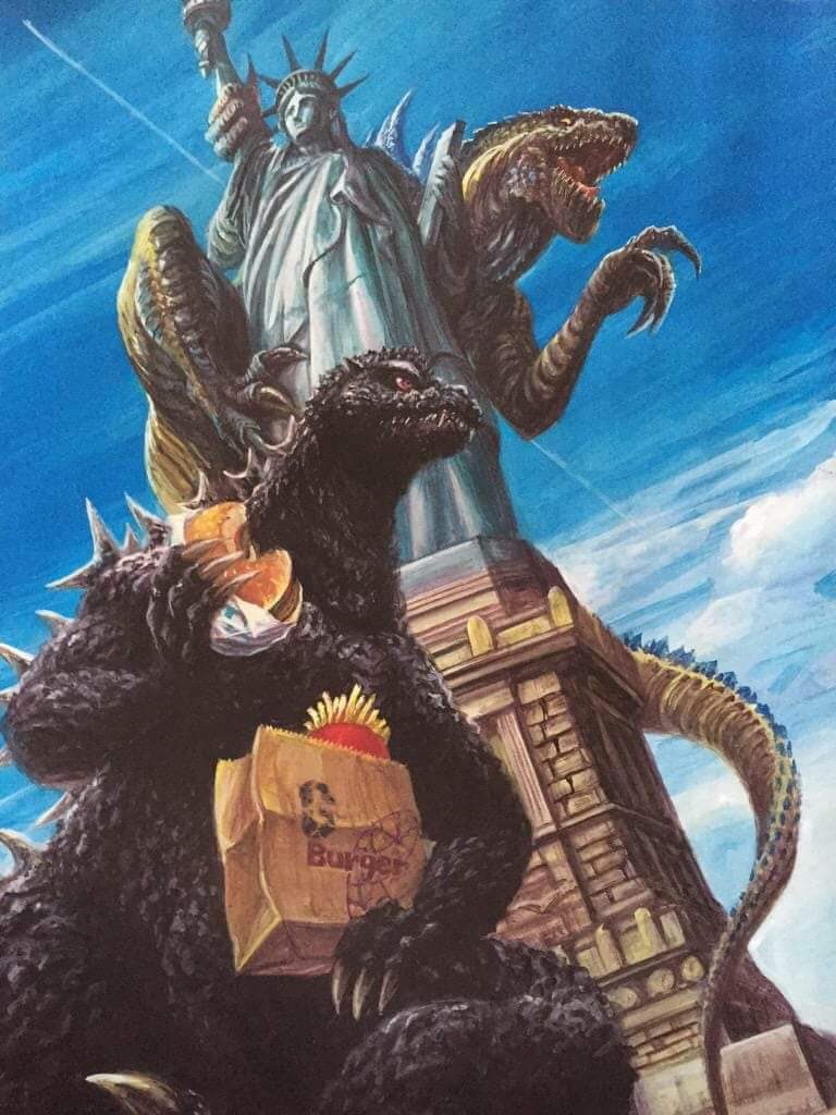 Living the American dream 🍟 #Godzilla Art by @100MegaGNA