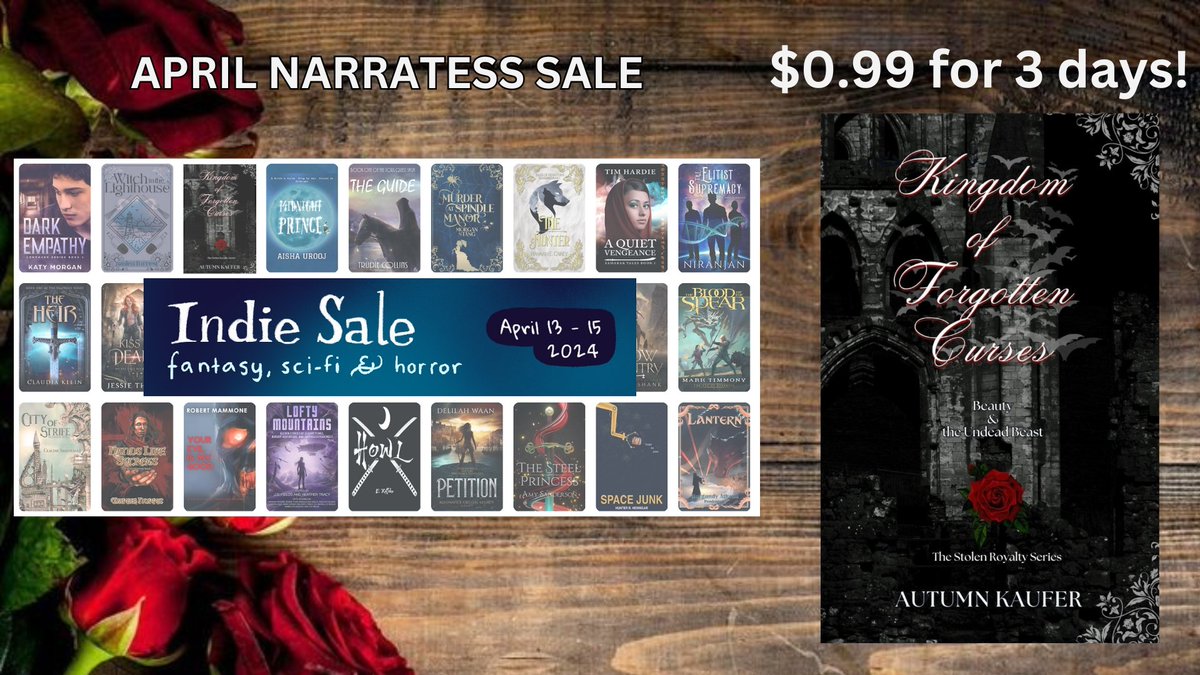 The @Narratess sale ends today! Fight off the Monday blues and treat yourself to a gothic romance you can sink your teeth into! #IndieApril #booktwt amazon.com/Kingdom-Forgot…