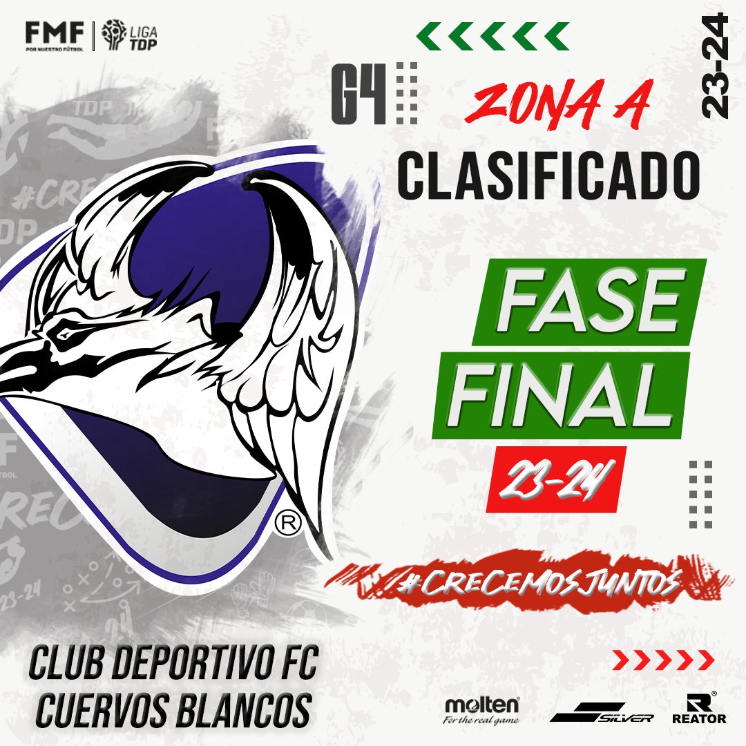 ¡EN FASE FINAL! 🤯🥳 ¡BIENVENIDO A LIGUILLA, Club Deportivo FC Cuervos Blancos! ⚽️ #LigaTDP #CrecemosJuntos #FMF
