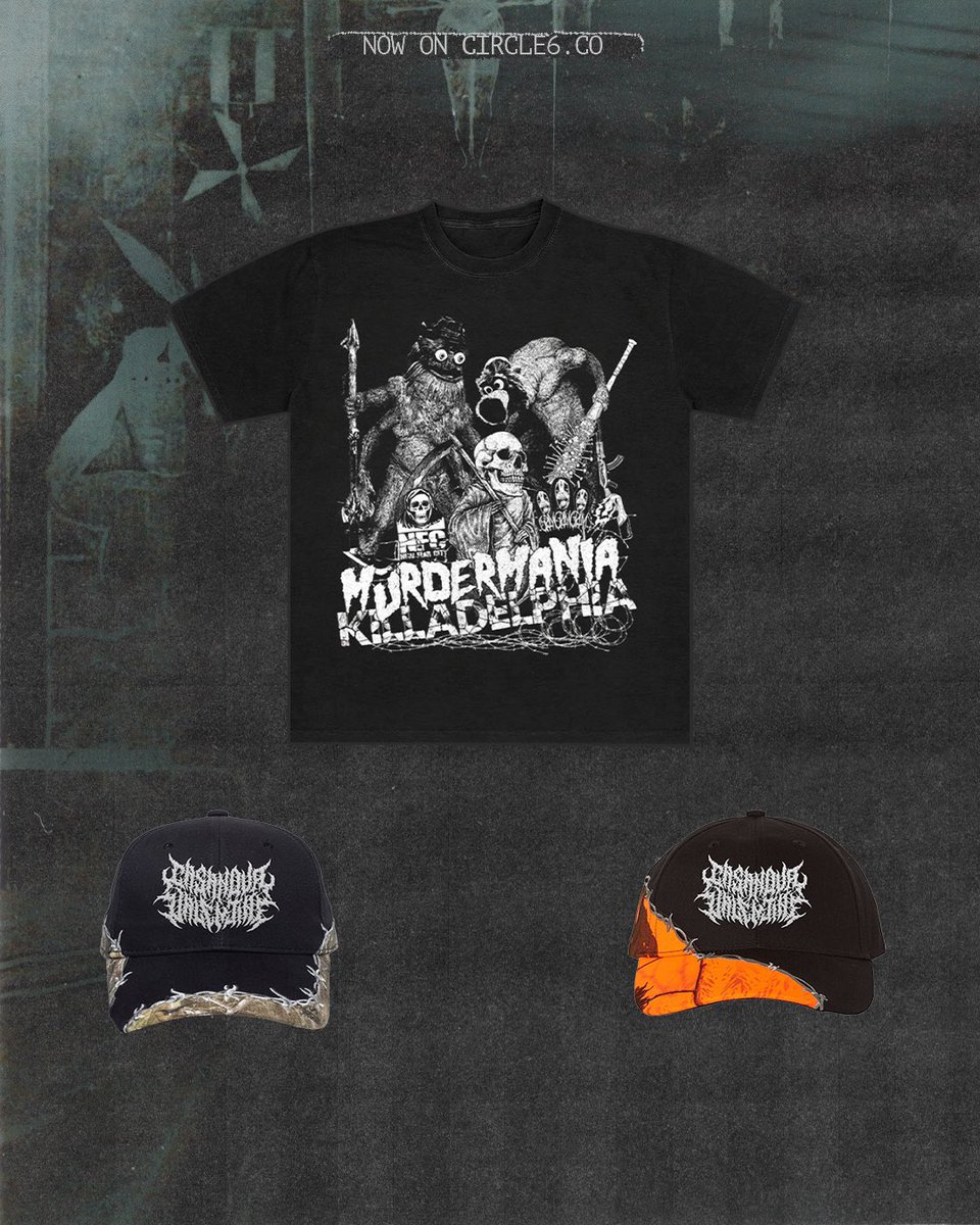 Yo! We still have MURDERMANIA shirts designed by @GRIMGRIMGRIMphl available PLUS we restocked the CAS HATS!!! Grab em now! circle6.shop/collections/nfc