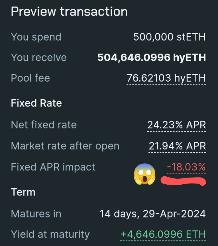 1/ Hyperdrive Pro Tip: watch out for market impact when trading! The Hyperdrive Testnet UI has a feature that shows how much your trade moves the market rate and your net rate after fees.