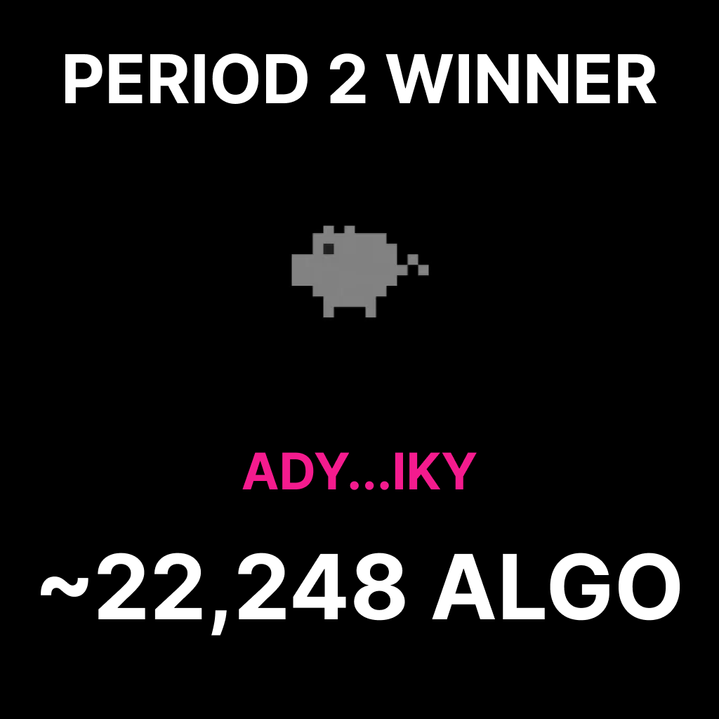 Period 2 of #axnQ2 rewards ended yesterday! For the collector's prize, ADY...IKY wins ~22,248 ALGO by purchasing 32k ALGO worth 🤑 For the creator's prize, @ShittyKitties_ wins ~22,248 ALGO with sales of ~44k ALGO 🤩 Please opt into USDC, and we'll send the prize ASAP.