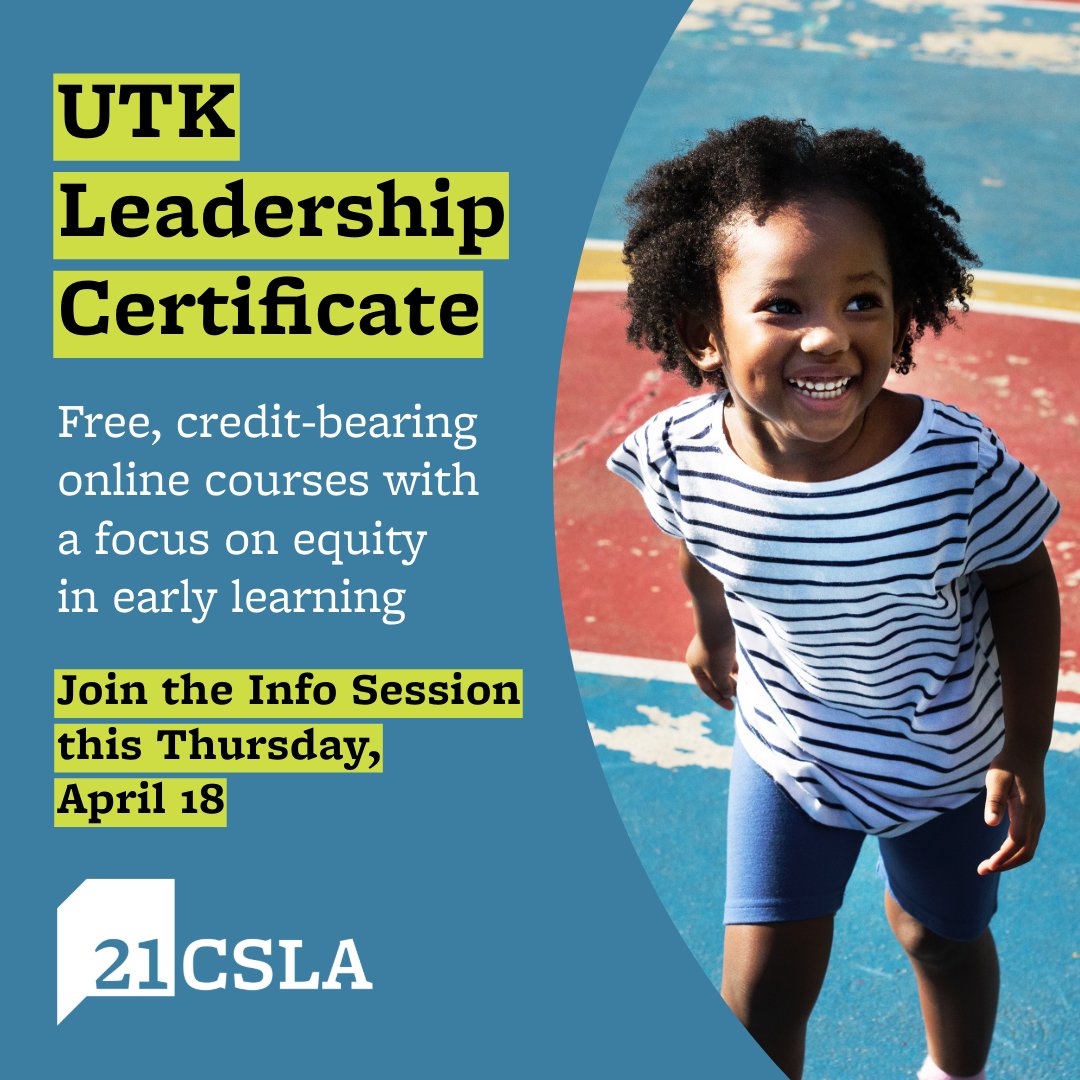 21CSLA's tweet photo. Register for a live info session Thurs 4/18 about our UTK Leadership Certificate—free online courses open to current Prelim or Clear ASC candidates or those w/Certificate of Eligibility. Details: https://t.co/0AyYMrbkaT

@bseleadership @berkeley_educ
#21CSLA #LeadingForEquity https://t.co/br1BEbDRN2