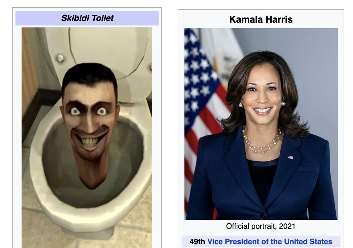 for the sixth month in a row, 'Skibidi Toilet' has gotten more pageviews than 'Kamala Harris' on English Wikipedia