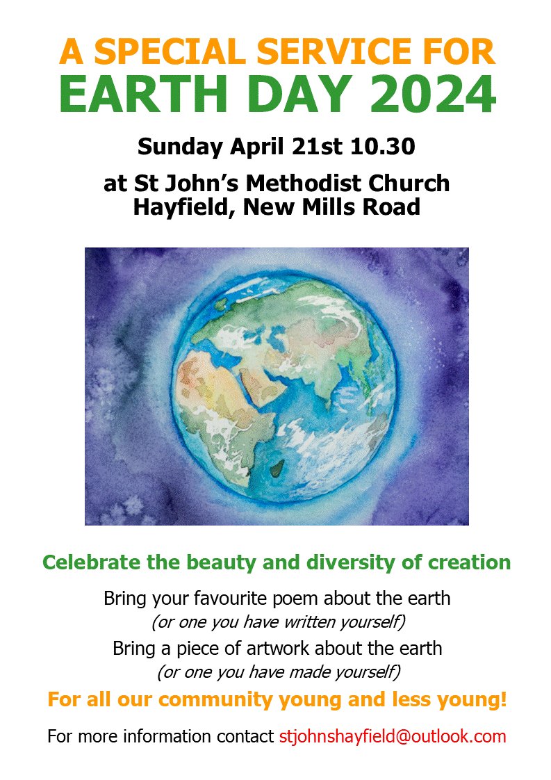 HayfMethodists's tweet photo. Celebrate #EarthDay in #Hayfield #ighPeak this Sunday! https://t.co/NJ8uLSSZwR