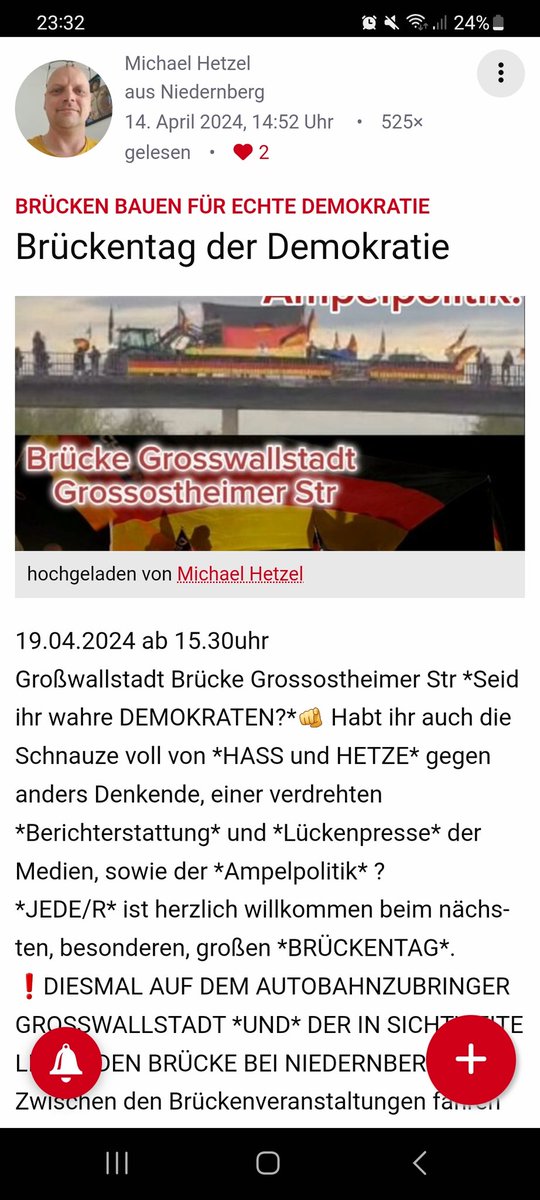 NimaTikken's tweet photo. @PolizeiUFR ist das von Michael Hetzel (Sympathisant rechtsextremer Ideologien) organisierte "Grillfest" am 19.04.2024 ab 15.30 Uhr in
#Grosswallstadt auf der Brücke Grossostheimer Str. über die B469 angemeldet? https://t.co/ppLLTqmTBi