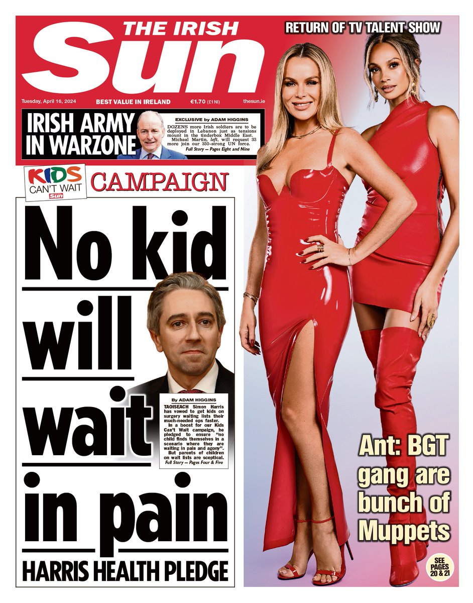 Today's front page of The Irish Sun