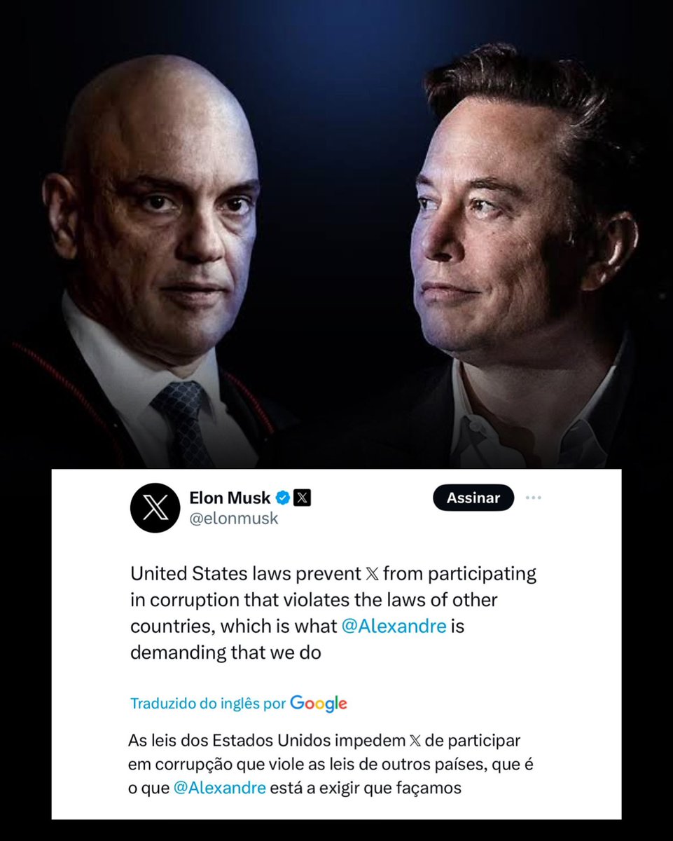 A censura imposta por Alexandre de Moraes que está sendo denunciada por Elon Musk ultrapassou todos os limites. É um absurdo sem precedentes que está sendo exposto ao mundo inteiro. 

Não se trata apenas de censura aqui no Brasil, mas agora é uma questão de relações