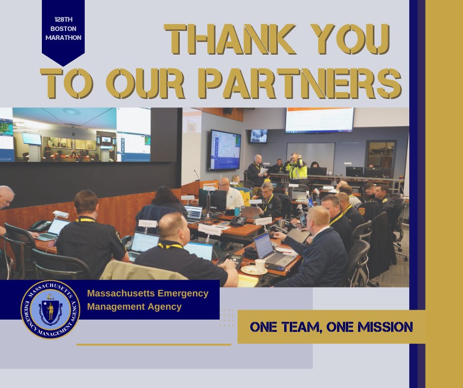 The Boston Marathon Unified Coordination Center is standing down. Congratulations and thank you to all the participants, spectators, volunteers, staff and public safety personnel who once again helped make this race a success. #Boston128