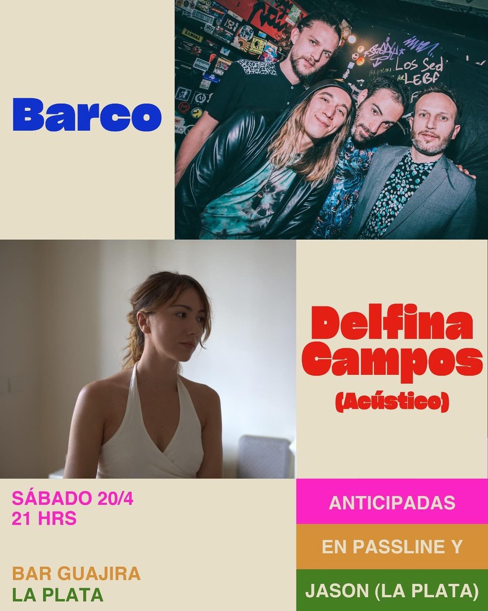 🗓️ 20/4 en Bar Guajira, La Plata junto a <a href="/_delfinacampos_/">delfina campos</a> ❤️✨🎶