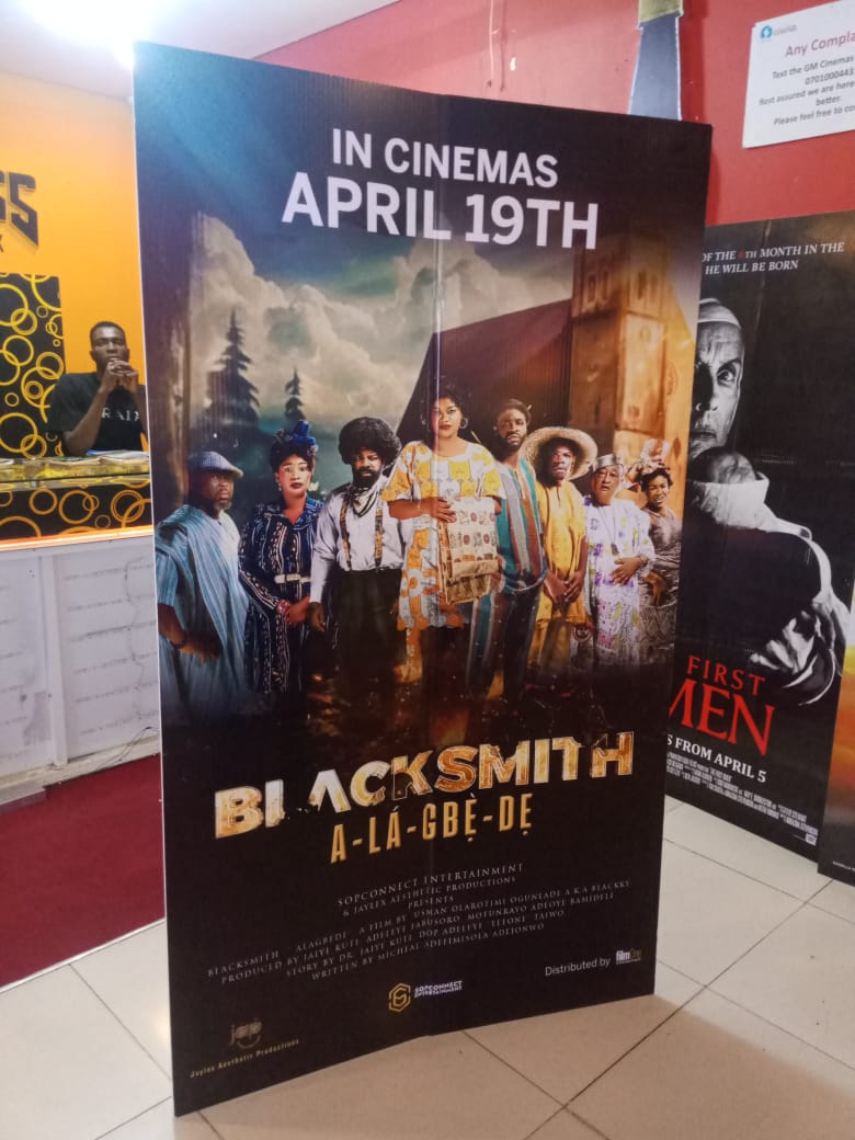 We are in all Cinemas Nationwide from the 19th of April #Blacksmith #Alagbede Produced by: JAIYE KUTI @leyefab2000 Directed by: 🤘🏾 Distributed by: @FilmOneng God bless you all as you go out to support us by watching this amazing movie.