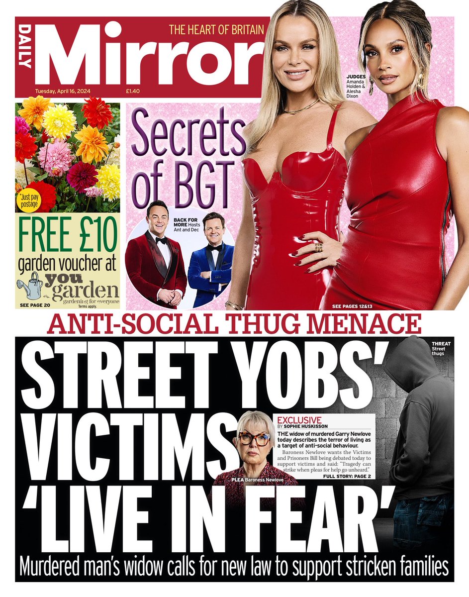 MIRROR: Street yobs’ victims ‘live in fear’ #TomorrowsPapersToday