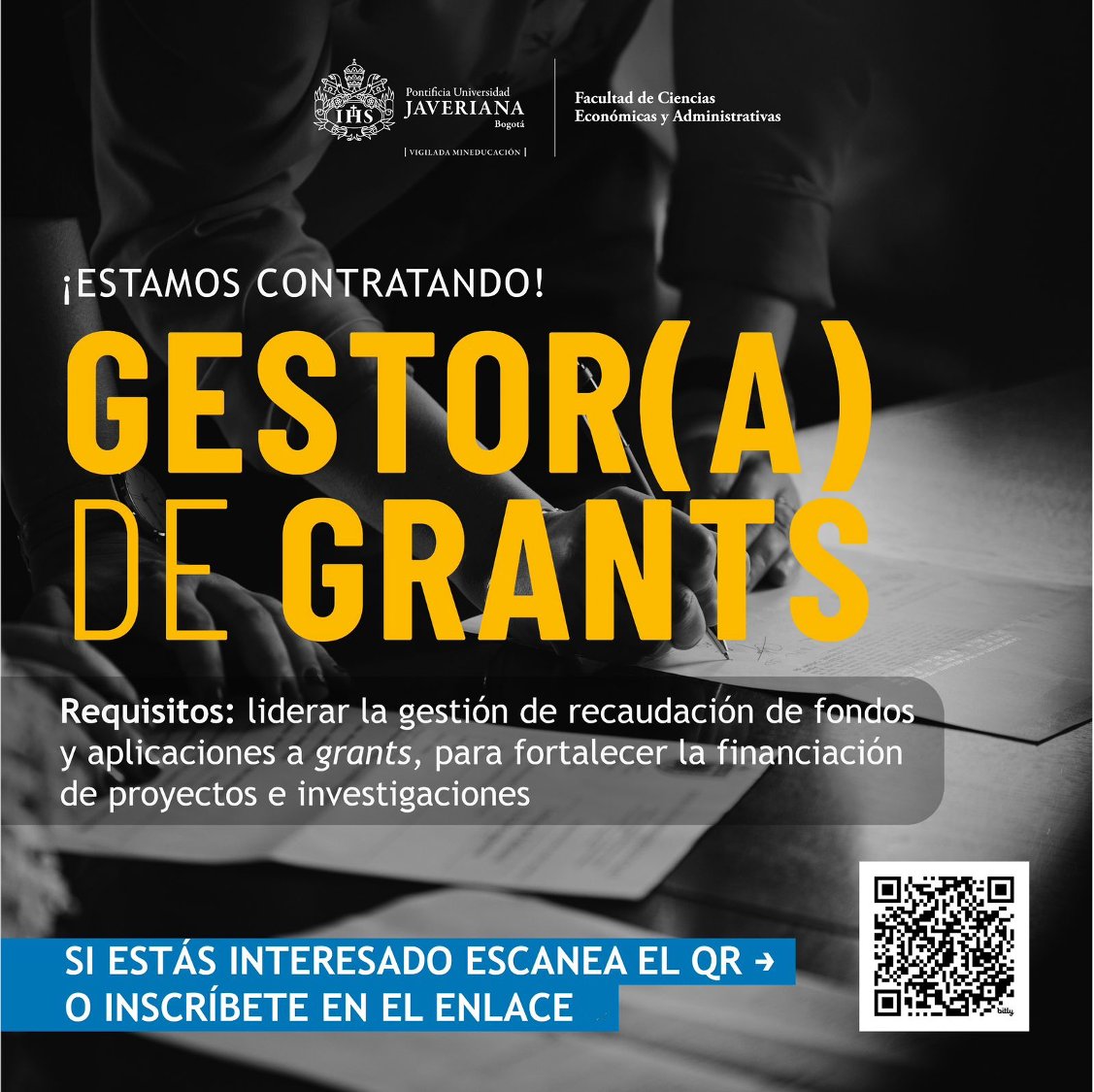 La Facultad de Ciencias Económicas de la Universidad Javeriana busca un(a) Gestor(a) de Grants para el fortalecimiento de la financiación de proyectos e investigaciones. 👉Conoce los requisitos y aplica: ceajaveriana.co1.qualtrics.com/jfe/form/SV_09… Convocatoria hasta el 28 de abril.