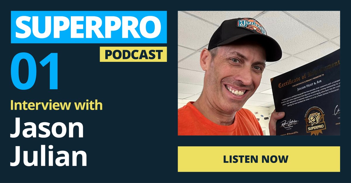 Introducing the 'Superpro Podcast.' Housecall Pro Co-Founder Roland Ligtenberg lays out the blueprints of home service excellence with top industry Pros. Listen to episode 1 featuring Jason J. who lays out the challenges he faced stepping out on his own: bit.ly/4cQ1J4y
