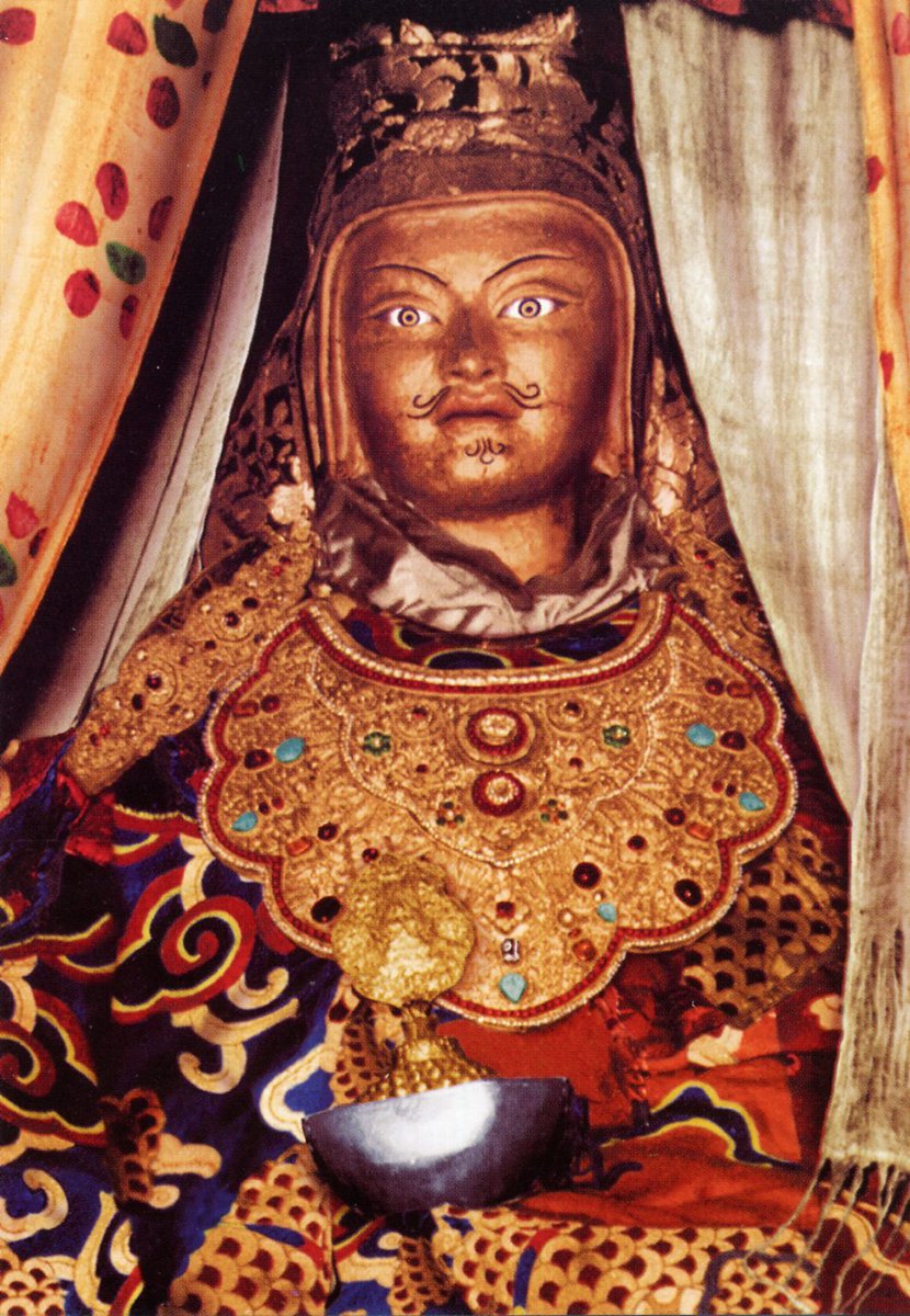 This statue of Padmasambhava was made from life and blessed by him in the eighth century in Tibet. It is believed that on seeing this statue at Samyé, he remarked, “It looks like me,” and then blessed it, saying, “Now it is the same as me!”

#nyingma #dharma #gururinpoche #dechen