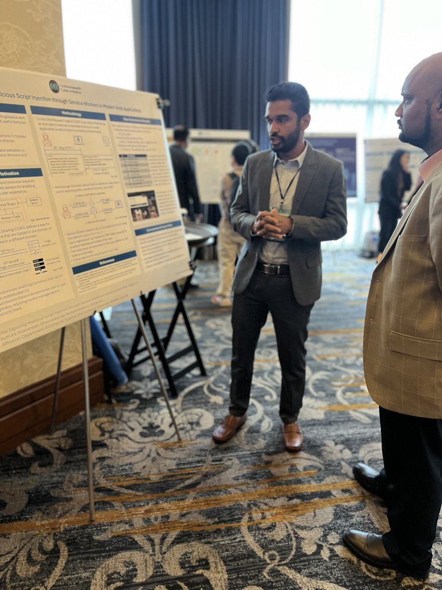 siva_skanda's tweet photo. @cyber_cci The poster session is picking up the pace. 
@mibra004 @haoscs 
#CCISymposium @cyber_cci https://t.co/j7ChUekG3b