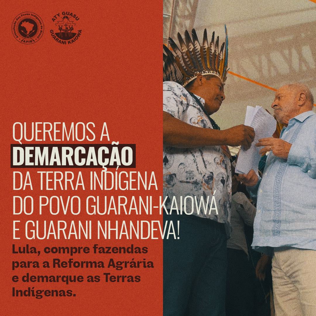 🏹✊🏽 'Presidente Lula, garanta a demarcação de nossas terras e assim garantirá nossa dignidade', afirma nossa organização de base, Aty Guasu, em resposta à declaração de Lula. O NOSSO MARCO É ANCESTRAL. SEMPRE ESTIVEMOS AQUI. Nota completa: bit.ly/3U2k3Pu #demarcaçãoJá