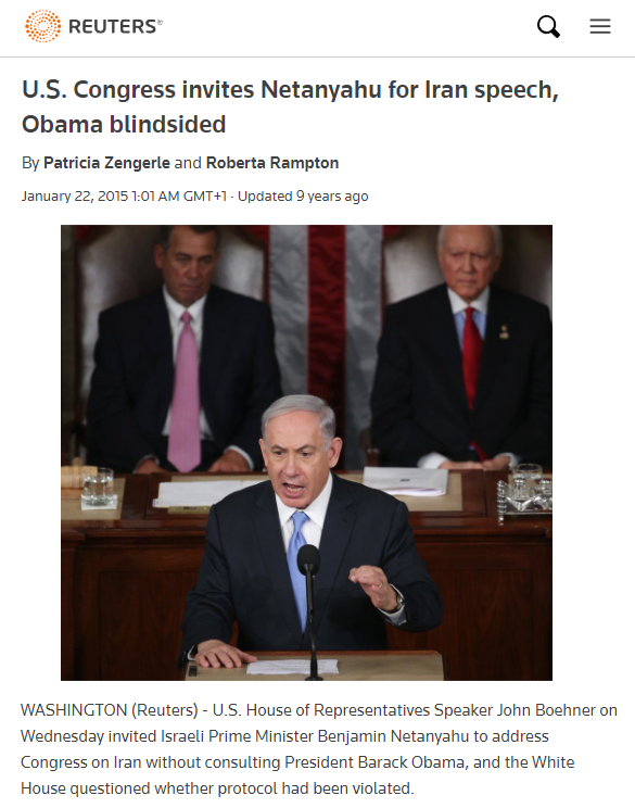 a telling moment in recent US political history was when the leader of Israel, a foreign regime, went to the US Congress attacking the US President for refusing their demand to declare war on Iran. This was considered totally normal and fine by the political and media class