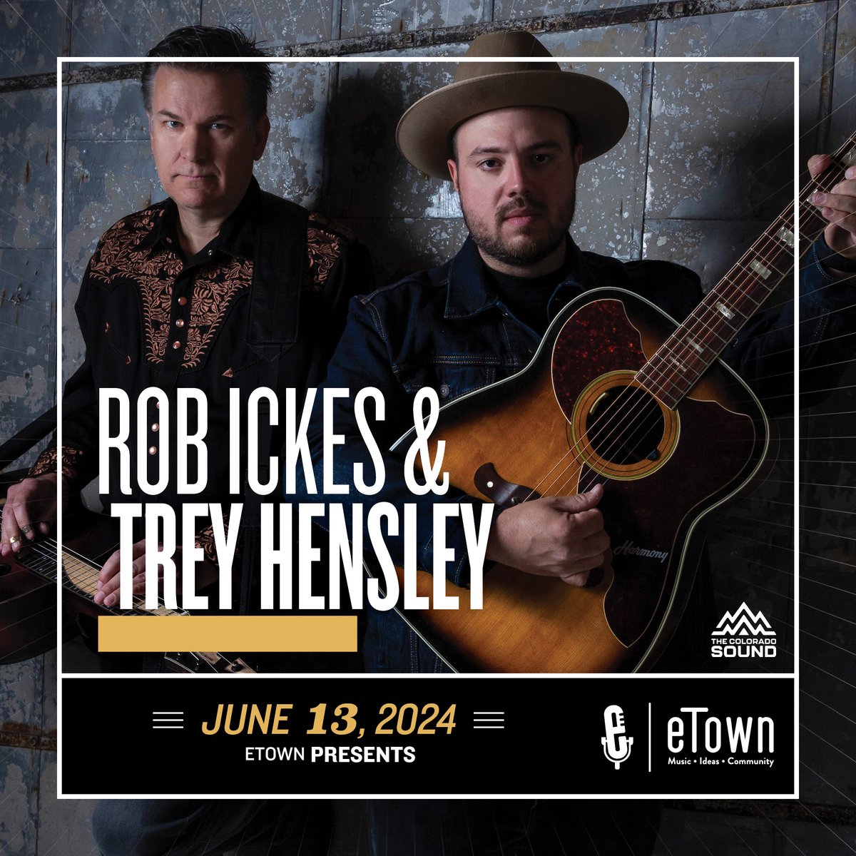 🚨Just Added🚨 We're so excited to welcome 15-time @IntlBluegrass Dobro Player of the Year, Rob Ickes, and Tennessee-born guitar prodigy, Trey Hensley, to eTown Hall on June 13th for an evening of music! Tickets: eventbrite.com/e/rob-ickes-tr…