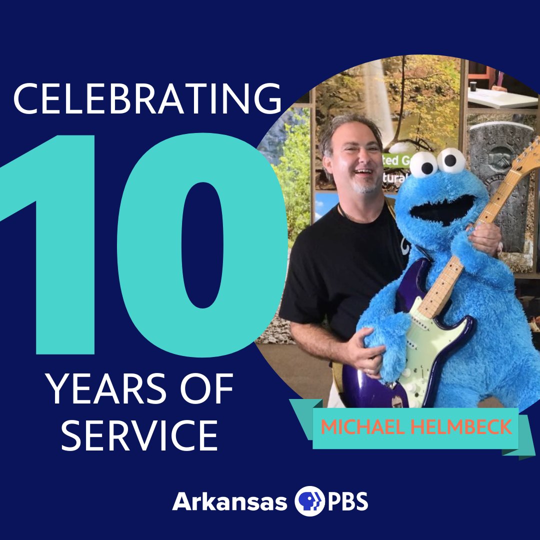 For 10 years, we've been privileged to work with Arkansas PBS Broadcast Production Specialist Michael Helmbeck! As our studio audio technician, Michael uses his mixing talents to keenly listen to and adjust all our studio productions. Congrats, Michael! We’re grateful for you.