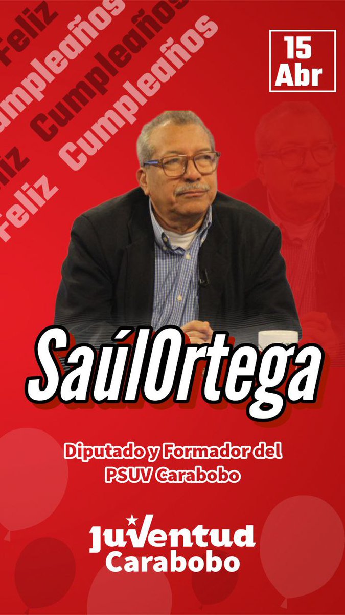 Feliz Cumpleaños Diputado <a href="/saulortegapsuv/">Saúl Ortega</a> 

<a href="/PSUVCarabobo/">PSUVCarabobo</a>