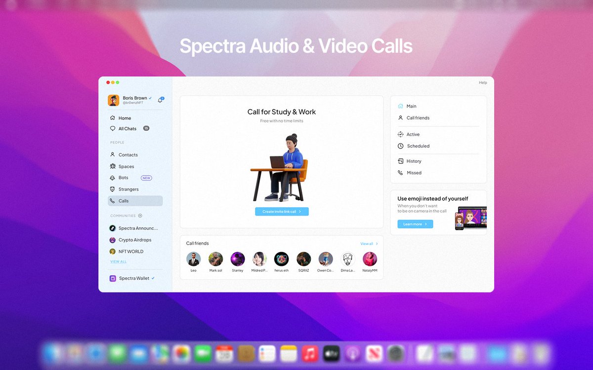 SpectraBlast's tweet photo. Spectra Audio & Video Calls 

We are finally ready to provide you not only group calls, but also calls in which you can participate with your friend, interlocutor, colleague one-to-one. 

Using Spectra Premium subscription you can improve the quality of video as well as the quality of the transmitted image through screen sharing. 

And of course our new implementation, which we will tell you about later, is Spectra AI, which improves the quality of communication. 

See you soon!