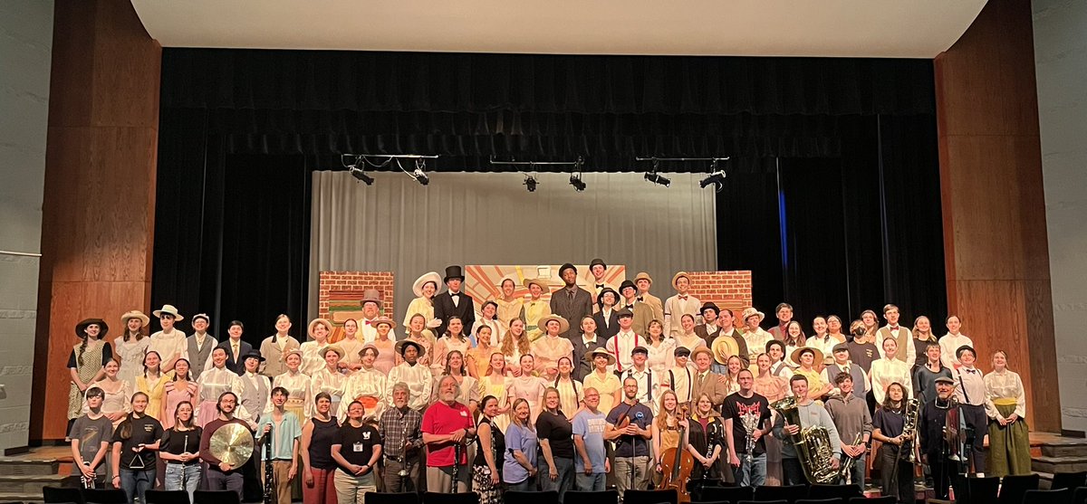 Here is a group photo of all of the talented individuals who will be bringing you “The Music Man” 🎶 at Watauga High School this week!

Who is coming to watch?
@WHSPioneerPride
