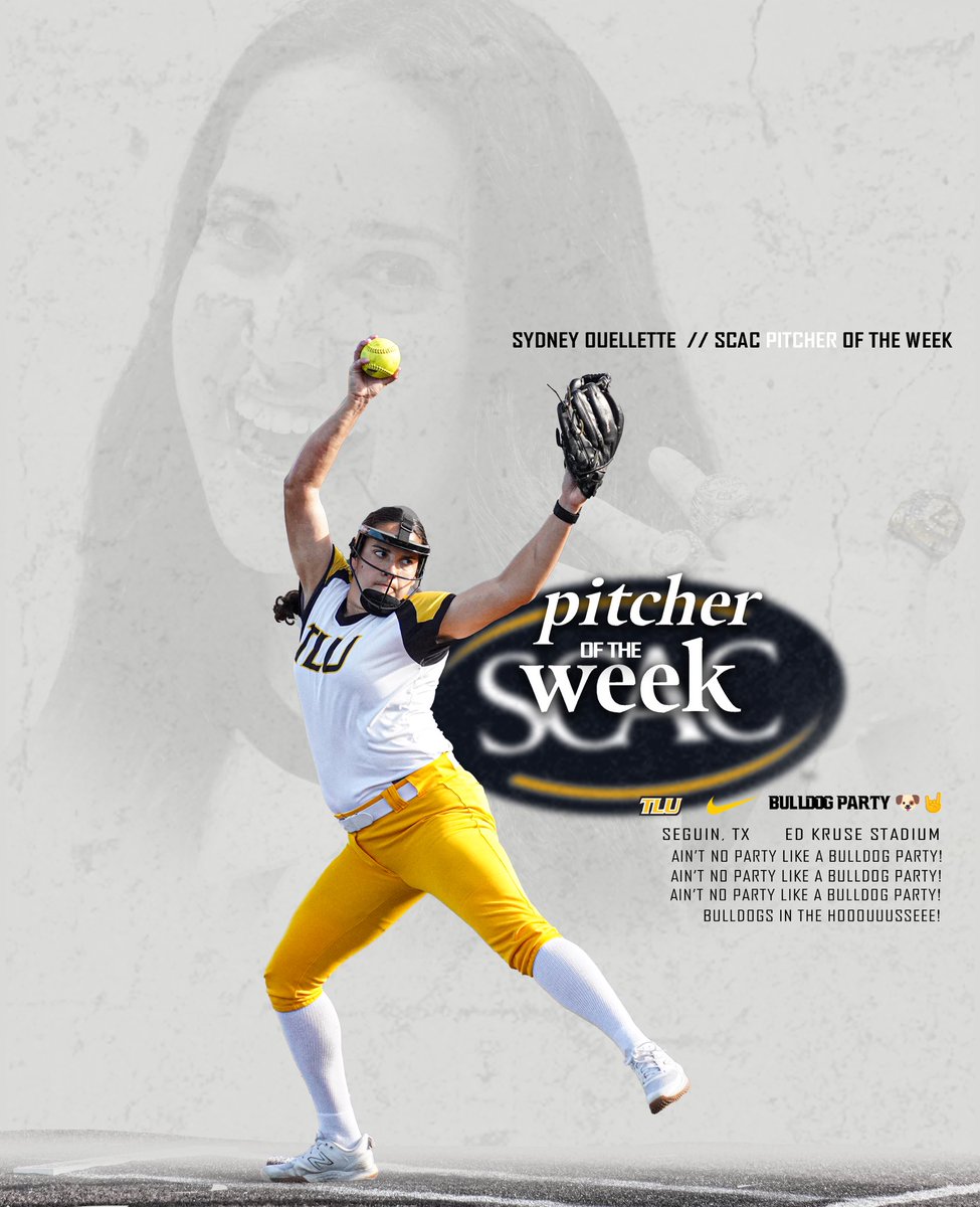 No hits, No problems. 🤙 For the third time in her career, @OuelletteSydney is your SCAC Pitcher of the Week! #TooLiveU | #PupsUp