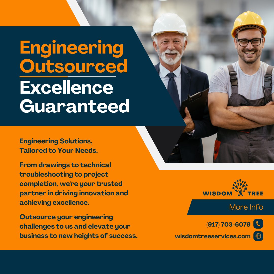 Unlock innovation and efficiency by Outsourcing your Engineering Department to us! From drawings to technical troubleshooting to project completion, our team of expert engineers has you covered. Let's engineer success together!

#EngineeringExcellence #InnovateWithWisdom