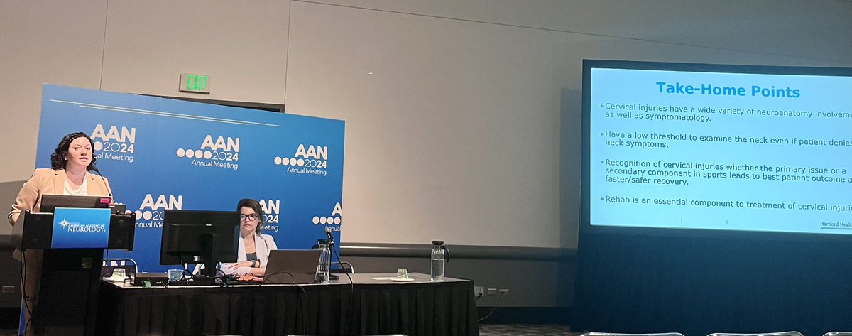 Great talk by <a href="/SAlessiLaRosa/">Stephanie F. Alessi-LaRosa, MD, MPH</a> at #AANAM on Cervical Injuries Affecting Athletes. #SportsNeurology <a href="/AANmember/">American Academy of Neurology</a>