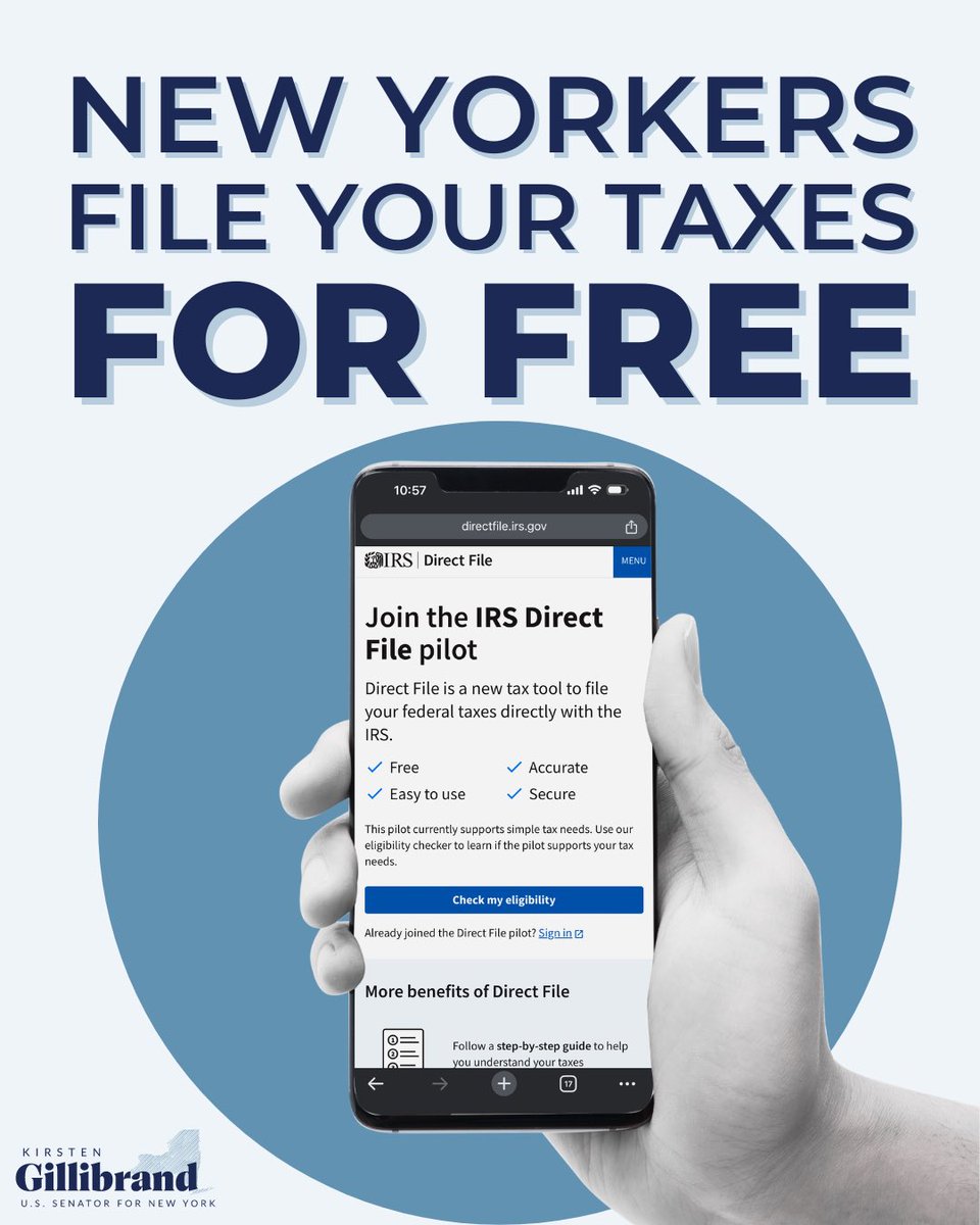 It's Tax Day, New York! This year, you may be able to file your taxes online thanks to the Inflation Reduction Act. Visit DirectFile.IRS.gov to see if you're eligible. It's fast, free, and you can file your taxes before tonight's deadline!