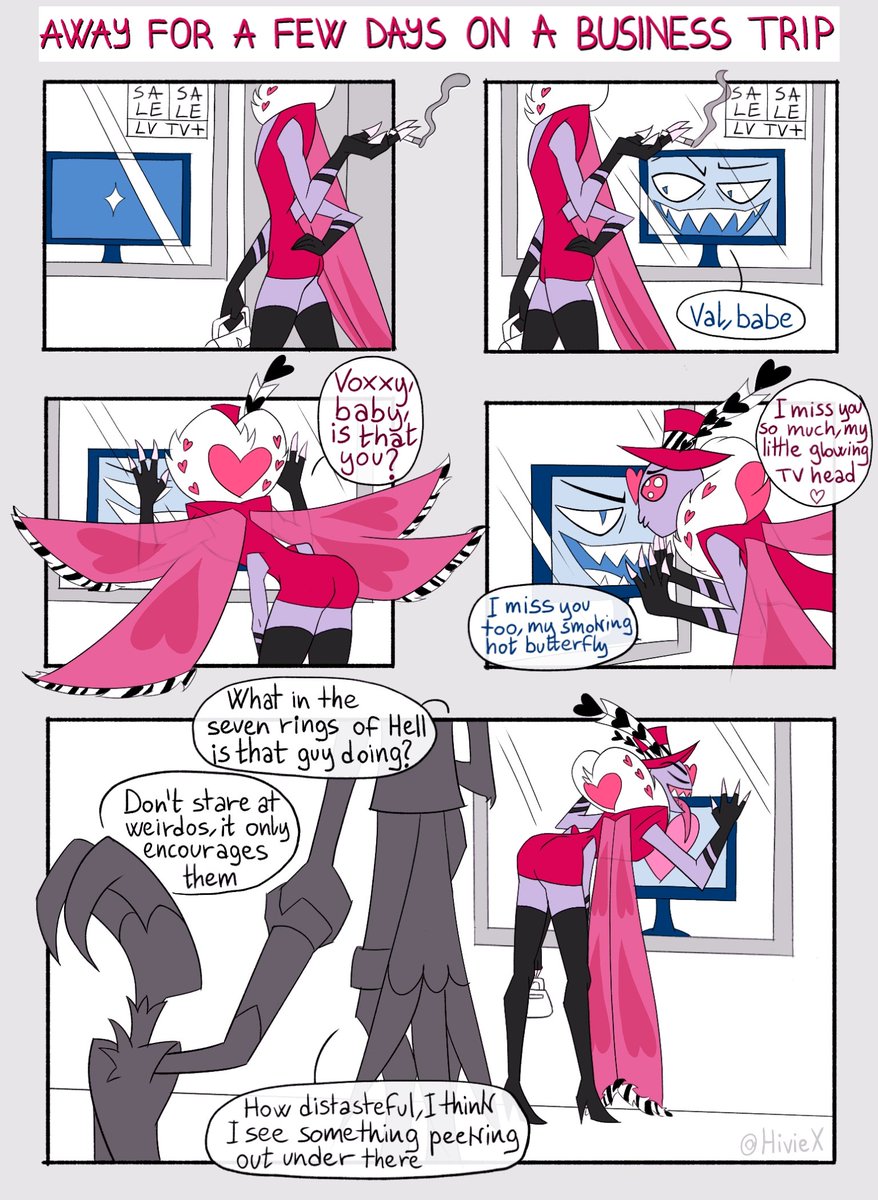 HivieX's tweet photo. Day 3 "I miss you" - FLUFF (bc I chickened out)

They're so dramatic, they do this every time there's a screen 🙄
#SMWRevival2024 #StaticMothWeek #StaticMoth #VoxVal #HazbinHotelVox #HazbinHotelValentino #HazbinHotelFanart https://t.co/lDUCmgmmdM