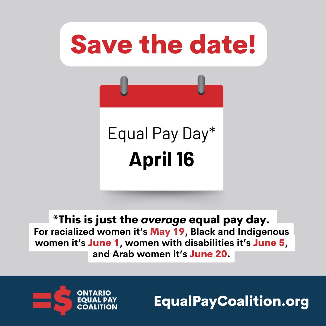 The gender pay gap has been hovering around 30% for over 30 years‼️ And it's even worse for racialized women & women w/ disabilities.

Tmrw is #EqualPayDay & it's WAY past time to close the gap. Check out @EqualPayON & join the movement: equalpaycoalition.org

#OSSTF #OnPoli