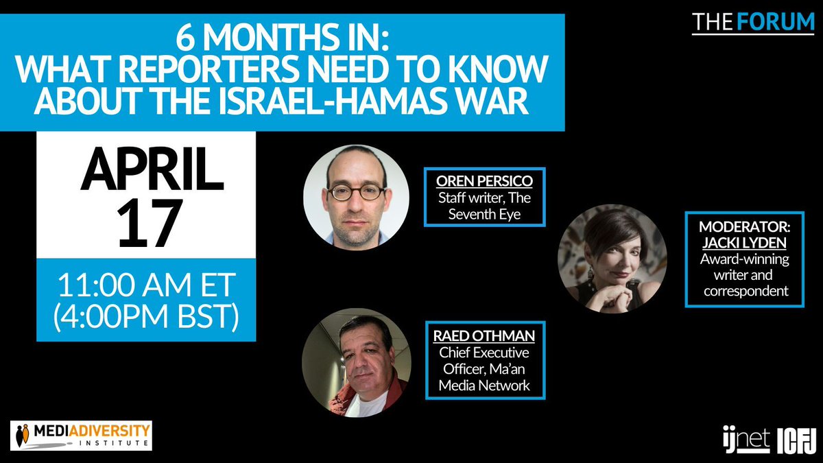 IJNet (@ijnet) on Twitter photo This week, we will host our first Crisis Reporting Forum session, in partnership with <a href="/MDI_UK/">Media Diversity Institute</a>. The session will convene journalists covering the Israel-Hamas war for a discussion about the ongoing conflict and humanitarian crisis in Gaza. Register here: buff.ly/3TOlYa0 This week, we will host our first Crisis Reporting Forum session, in partnership with <a href="/MDI_UK/">Media Diversity Institute</a>. The session will convene journalists covering the Israel-Hamas war for a discussion about the ongoing conflict and humanitarian crisis in Gaza. Register here: buff.ly/3TOlYa0