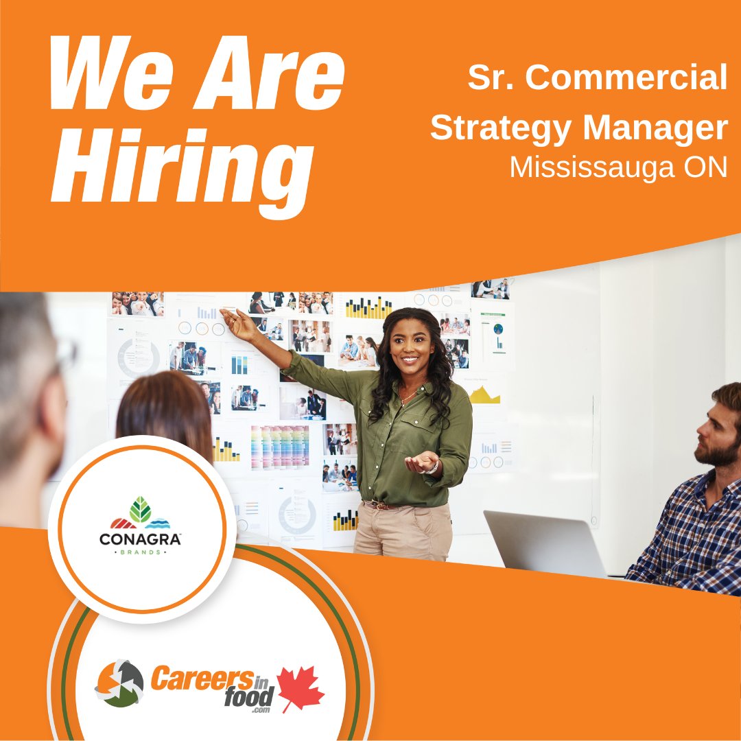 .@ConagraBrands is #hiring a Sr. Commercial Strategy Manager in Mississauga, Ontario!

To apply for this position, click here: ow.ly/KiHO50Rg6qo

#CareersInFood #Jobs