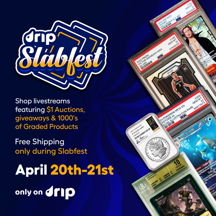 SlabFest returns This Weekend with Free Shipping & Can't-Miss Streams💧📲  April 21st - April 22nd, don't miss an exceptional opportunity to upgrade your slab collection! #PSA #BGS #CGC #tcg